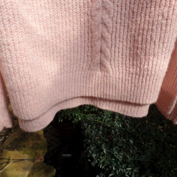 New Directions light coral with lace and cable detail sweater - Picture 4 of 4